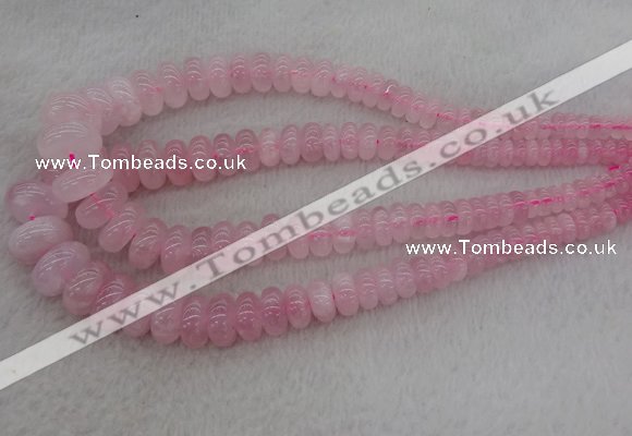 CRB1100 15.5 inches 5*8mm - 9*18mm rondelle rose quartz beads