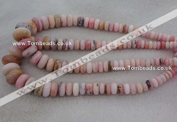 CRB1106 15.5 inches 5*8mm - 9*18mm rondelle pink opal beads