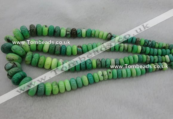 CRB1108 15.5 inches 5*8mm - 9*18mm rondelle grass agate beads