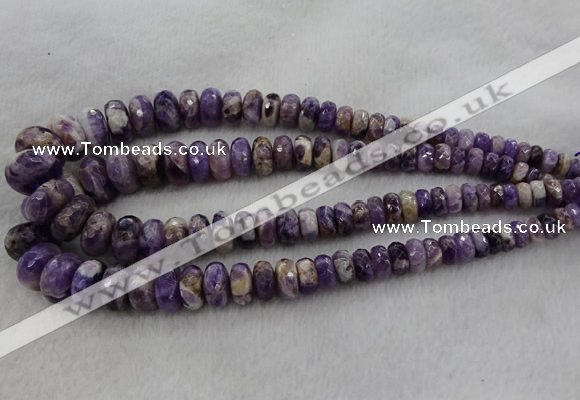 CRB1122 15.5 inches 5*8mm - 9*18mm faceted rondelle dogtooth amethyst beads