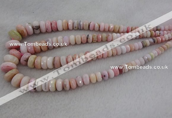 CRB1126 15.5 inches 5*8mm - 9*18mm faceted rondelle pink opal beads