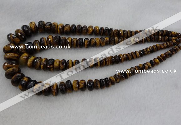 CRB1135 15.5 inches 5*8mm - 9*18mm faceted rondelle tiger eye beads