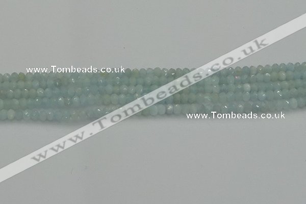 CRB1200 15.5 inches 3*4mm faceted rondelle aquamarine beads