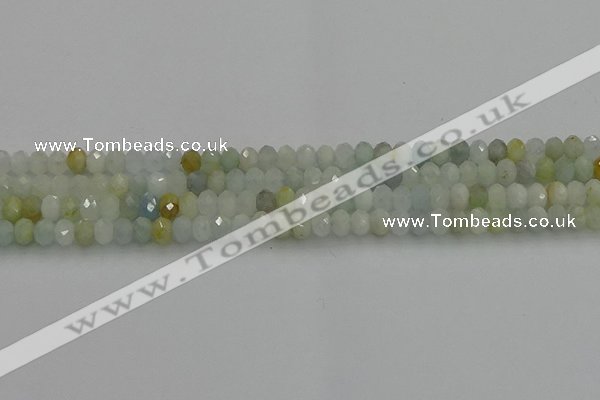 CRB1212 15.5 inches 4*6mm faceted rondelle aquamarine beads