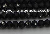 CRB1218 15.5 inches 4*6mm faceted rondelle black tourmaline beads