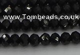 CRB1218 15.5 inches 4*6mm faceted rondelle black tourmaline beads