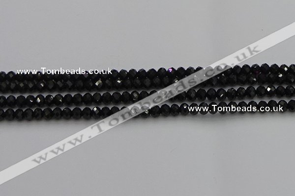 CRB1218 15.5 inches 4*6mm faceted rondelle black tourmaline beads