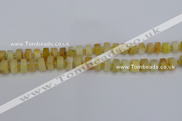 CRB1239 15.5 inches 6*10mm tyre matte yellow opal gemstone beads