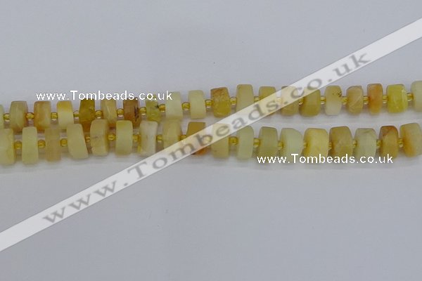 CRB1240 15.5 inches 6*12mm tyre matte yellow opal gemstone beads