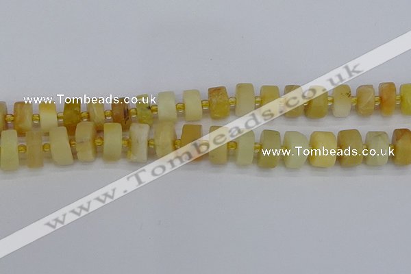 CRB1241 15.5 inches 7*14mm tyre matte yellow opal gemstone beads