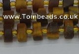 CRB1252 15.5 inches 5*8mm tyre matte yellow tiger eye beads