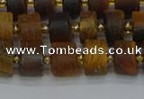 CRB1253 15.5 inches 6*10mm tyre matte yellow tiger eye beads