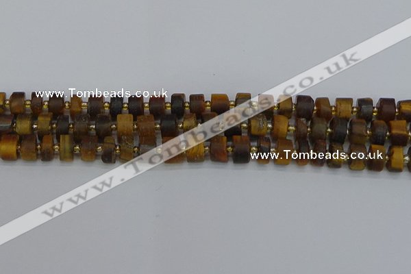 CRB1253 15.5 inches 6*10mm tyre matte yellow tiger eye beads