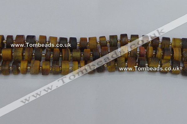 CRB1254 15.5 inches 6*12mm tyre matte yellow tiger eye beads