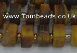 CRB1255 15.5 inches 7*14mm tyre matte yellow tiger eye beads