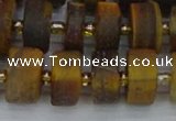 CRB1256 15.5 inches 8*16mm tyre matte yellow tiger eye beads