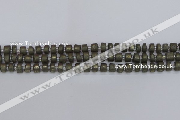 CRB1259 15.5 inches 5*8mm tyre matte pyrite gemstone beads