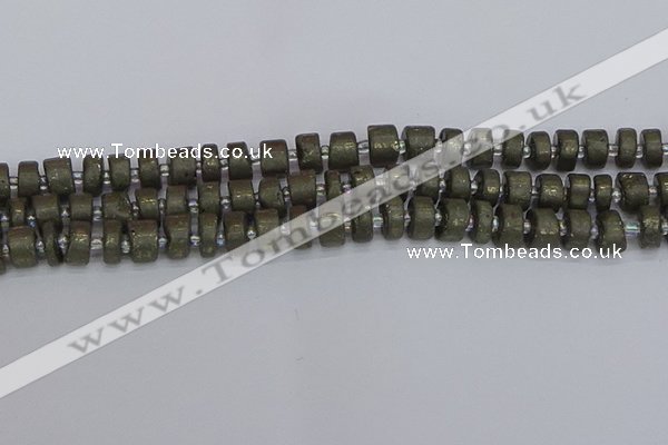 CRB1260 15.5 inches 6*10mm tyre matte pyrite gemstone beads