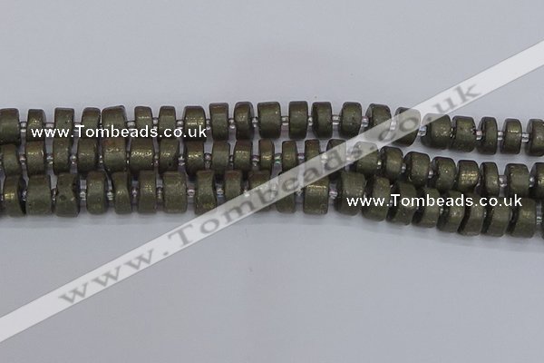 CRB1261 15.5 inches 6*12mm tyre matte pyrite gemstone beads