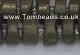 CRB1263 15.5 inches 8*16mm tyre matte pyrite gemstone beads