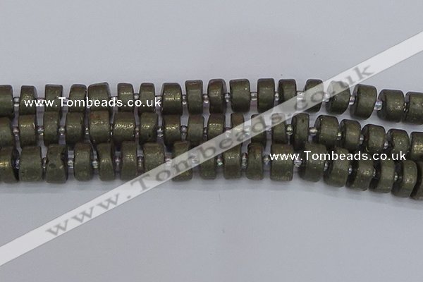 CRB1263 15.5 inches 8*16mm tyre matte pyrite gemstone beads