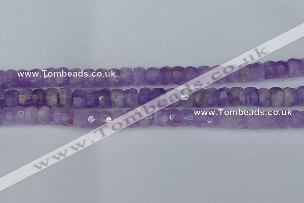 CRB1272 15.5 inches 6*10mm faceted rondelle lavender amethyst beads