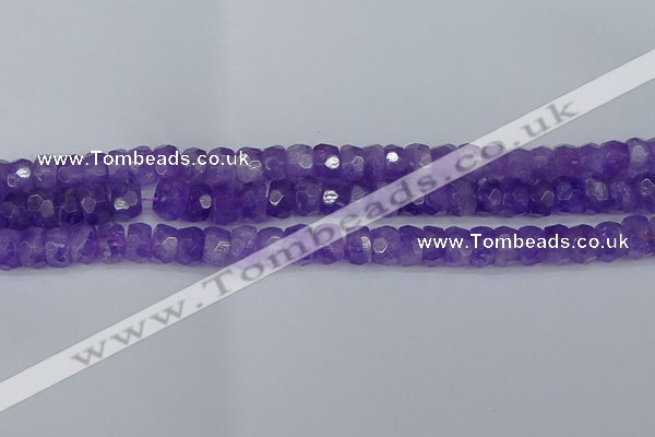 CRB1276 15.5 inches 6*10mm faceted rondelle lavender amethyst beads