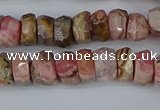 CRB1283 15.5 inches 5*8mm faceted rondelle rhodochrosite beads