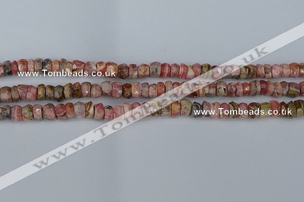 CRB1283 15.5 inches 5*8mm faceted rondelle rhodochrosite beads