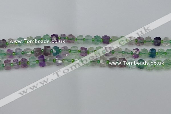 CRB1288 15.5 inches 6*10mm faceted rondelle fluorite beads
