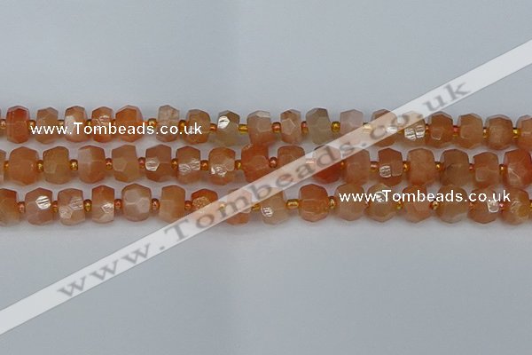 CRB1292 15.5 inches 6*10mm faceted rondelle moonstone beads