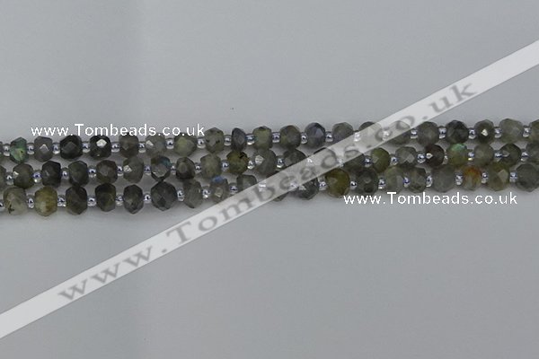 CRB1294 15.5 inches 4*6mm faceted rondelle labradorite beads