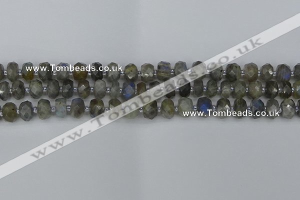 CRB1295 15.5 inches 5*8mm faceted rondelle labradorite beads