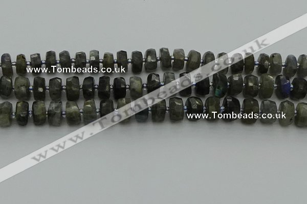 CRB1301 15.5 inches 6*10mm faceted rondelle labradorite beads