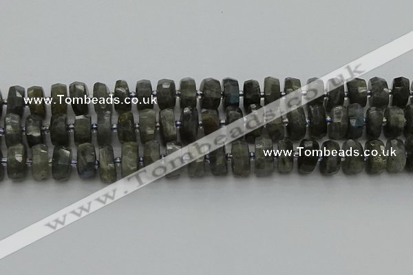 CRB1302 15.5 inches 6*12mm faceted rondelle labradorite beads