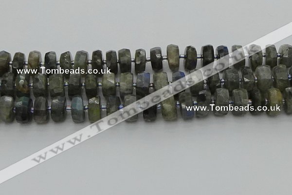 CRB1303 15.5 inches 7*14mm faceted rondelle labradorite beads