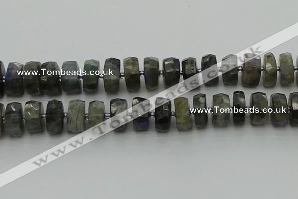 CRB1305 15.5 inches 8*18mm faceted rondelle labradorite beads