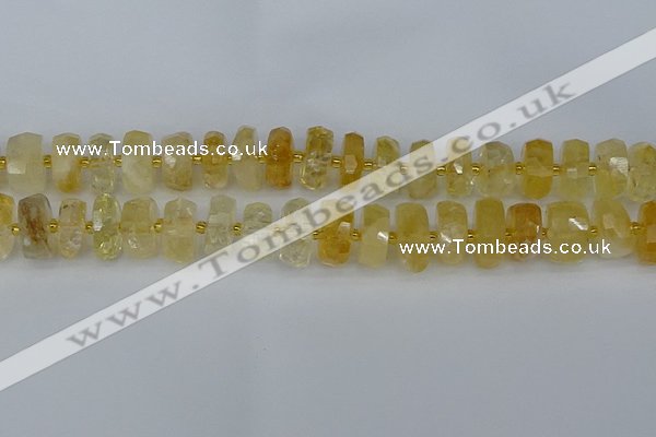 CRB1323 15.5 inches 7*14mm faceted rondelle citrine beads