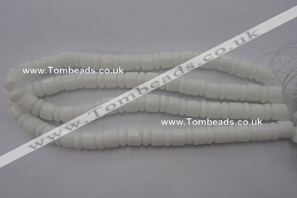 CRB133 15.5 inches 6*12mm & 10*12mm rondelle white porcelain beads