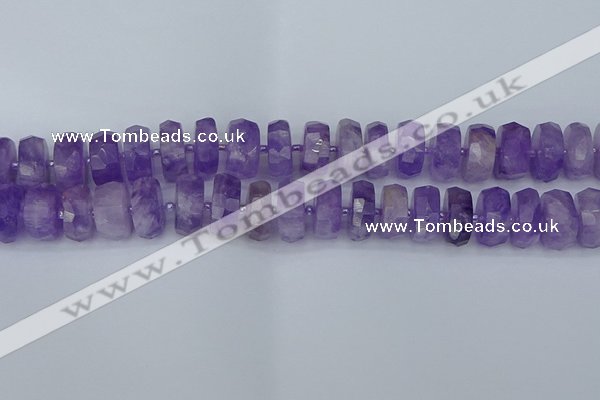 CRB1334 15.5 inches 8*16mm faceted rondelle lavender amethyst beads