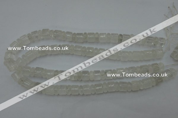 CRB134 15.5 inches 6*12mm & 10*12mm rondelle white crystal beads