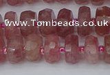 CRB1341 15.5 inches 6*10mm faceted rondelle strawberry quartz beads