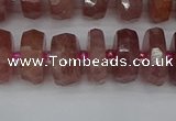 CRB1342 15.5 inches 6*12mm faceted rondelle strawberry quartz beads