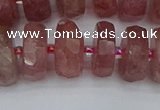 CRB1344 15.5 inches 8*16mm faceted rondelle strawberry quartz beads