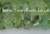 CRB1351 15.5 inches 6*10mm faceted rondelle green rutilated quartz beads