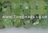 CRB1352 15.5 inches 6*12mm faceted rondelle green rutilated quartz beads