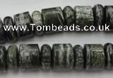 CRB136 15.5 inches 6*12mm & 10*12mm rondelle green silver line jasper beads