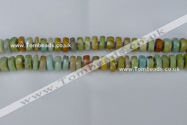 CRB1361 15.5 inches 6*10mm faceted rondelle Chinese amazonite beads