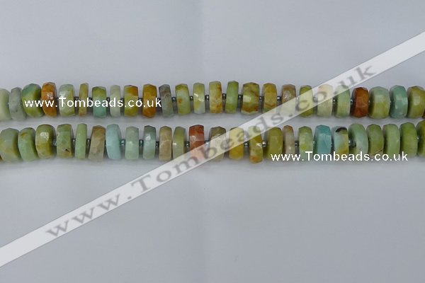 CRB1361 15.5 inches 6*10mm faceted rondelle Chinese amazonite beads