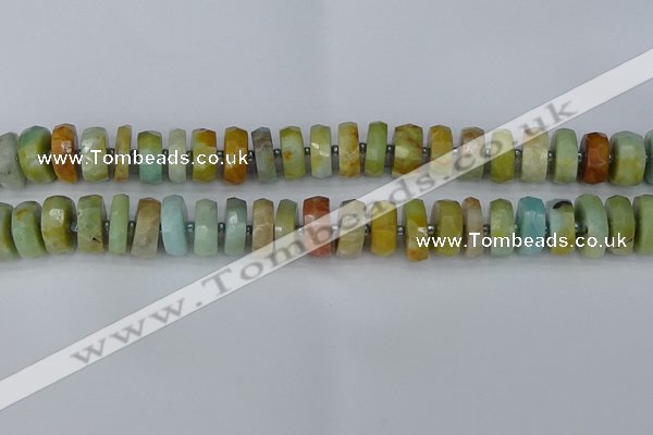 CRB1362 15.5 inches 6*12mm faceted rondelle Chinese amazonite beads